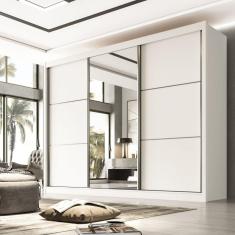 Guarda Roupa com Espelho Casal 3 Portas 6 Gavetas 100% MDF Miami Branco