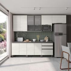 Cozinha Completa Bartira Cristal com 10 Portas, 3 Gavetas e 6 Prateleiras - 300cm de Largura