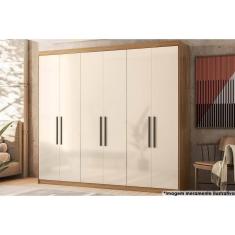 Guarda Roupa 6 Portas 4 Gavetas Venice Amêndola/Off White - Demóbile