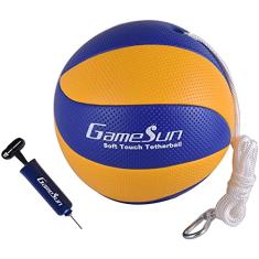 GAMESUN Bola de Tetherball e corda com mosquetão, toque suave, bolas de corda portáteis com corda macia - Ótimo jogo ao ar livre para crianças