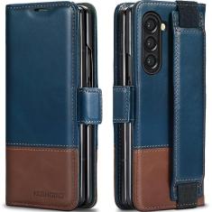 KEZiHOME Capa para Samsung Galaxy Z Fold 5, carteira de couro genuíno [bloqueio RFID] com suporte para cartão, capa protetora à prova de choque compatível com Galaxy Z Fold 5