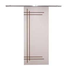 Porta De Correr Branco Prime Frisada Kit Alumínio F05 - 210x90