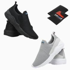 Kit 2 Tênis Masculino Corrida Academia Caminhada Treino Esporte + Carteira-Masculino