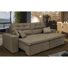 Sofá Cairo 2,02m Retrátil, Reclinável Tecido Suede Castor - CAMA INBOX