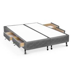 Cama Box Base c/Gavetas King Poli Tecido Gray (193x27-c/4 Gavs) - Cast