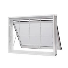 Janela de Aço Maxim-Ar 60x80cm com Grade Quadriculada e Vidro Boreal Q