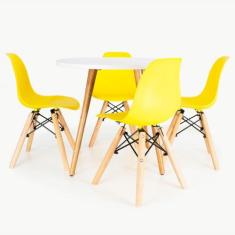 Mesa Infantil 60cm Branca + 4 Cadeiras Eiffel - G&G Decor