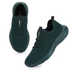VAMJAM Tênis de corrida masculino, moderno, leve, respirável, tricotado, cadarço, malha, caminhada, treino, casual, esportivo, Alldarkgreen022, 41