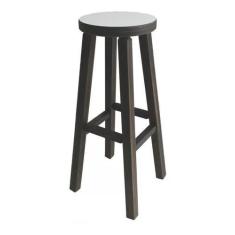 Banqueta Alta Hardman Mad. Padrão Nogueira Assento Redondo MDF Branco 