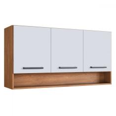Armário Aéreo Cozinha Giovanna 3 Portas Freijó/Branco - Irm Móveis