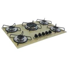 Fogão Cooktop À Gás 5 Bocas ChamaLar Tripla Chama Vidro Bivolt, Amadei