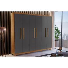 Guarda Roupa Solteiro 6 Portas E 2 Gavetas C- Pés Espanha Naturale Rufato