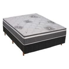 Cama Box Casal: Colchão Espuma D33 Polar Pérola Premium + Base Crc Fantasy Black(138X188)