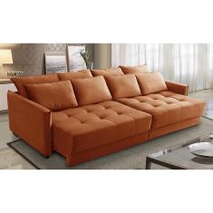 Sofá Sem Caixa Retrátil Reclinável 2,50m Carol Veludo Terracota Adonai Estofados