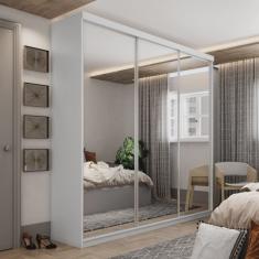 Guarda-roupa Solteiro 100% Mdf Bp com 3 Portas de Espelho Geneve