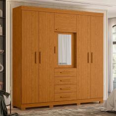 Guarda Roupa Casal Com Espelho 6 Portas 4 Gavetas Virtus Albatroz Móveis Cinamomo