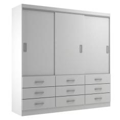 Guarda Roupa Casal Isabela 03 Portas 09 Gavetas - Branco Branco