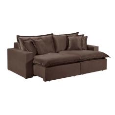 Sofá 4 Lugares Retrátil Com Encosto Fixo Martins M-145 Marrom