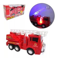 Caminhão Bombeiro Esquadrão de Resgate Com Escada Som e Luz A Pilha - 