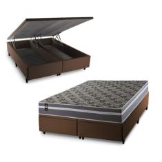 Conjunto Box Baú Marrom Miami Cinza 158x198x69 Espuma D33