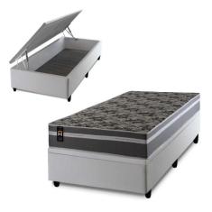 Conjunto Box Baú Miami Cinza 96x203x69 Espuma D33 - King House