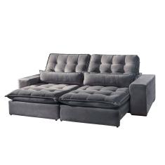 Sofá 4 Lugares Retrátil e Reclinável Bruna 2.50m Suede Móveis Mix