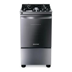 Fogão Brastemp 4 Bocas Inox com mesa de vidro, dupla chama e grill elé