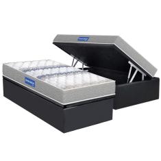 Conjunto Box Baú Solteiro: Colchão Espuma Probel D45 Guarda Costas Gray + Base Crc Suede Gray (88x188)