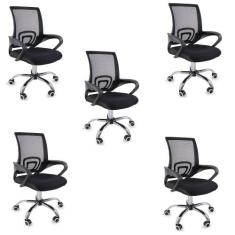 Kit 5 Cadeiras de Escritório Begonia Tela Mesh Ergonômica - Preto - Of