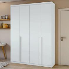 Guarda Roupa Solteiro 4 Portas 2 Gavetas Alonzo Móveis Lopas Branco
