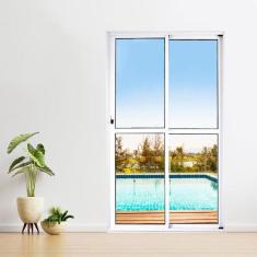 Porta Sacada de Alumínio 2 Folhas 210 x 150cm com Fechadura Linha 25 Branco