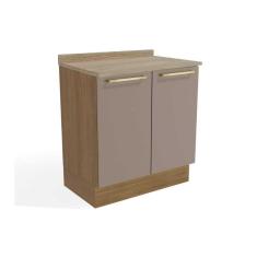 Gabinete de Cozinha Modulado Balcão Botanic M623 2 Portas c/Tampo 80cm Nogueira/Fendi/Nogueira - Kappesberg