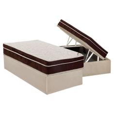 Cama Box Baú Solteiro: Colchão Anatômico Ortobom Ortopédico Exclusive + Base CRC Suede Clean(88x188)