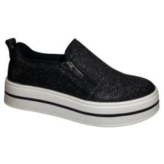 Tênis Quiz Slip-on Flatform Brilho Feminino-Feminino