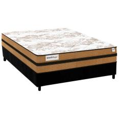 Cama Box Casal: Colchão Molas Plumatex MasterPocket Ensacadas Smart Milano + Base CRC Suede Black(138x188)