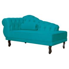 Recamier Larissa Lado Direito 1,50 cm Veludo Azul Turquesa - Montanaris Decor