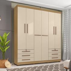Guarda Roupa Casal Viena 6 Portas 6 Gavetas I01 Carvalho Off White - Clique Chique Móveis