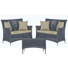 2 Sofás Área e Mesa Igapó Alumínio Pintura Fendi Corda Náutica Estofad