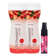 Kit 2 Intimament Sabonete Íntimo  Morango + 1 Óleo Shock Plus Morango 
