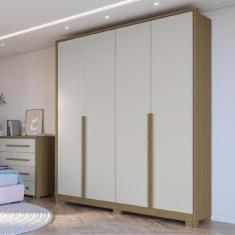 Guarda Roupa Solteiro 4 Portas New Guarapari - Móveis Rimo, Carvalho/O