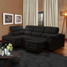 Sofá Retrátil Reclinável de Canto Chaise 250 x 150 Cm Luiza Suede - Só