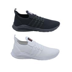 Kit 2 Tênis Unissex Casual Esportivo Branco e Preto - CFT, Branco, Pre