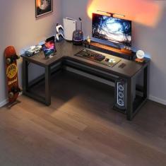 Mesa de computador de escritório, mesas de escritório em casa, mesa pequena, mesa em forma de L, prateleiras de mesa esquerda e direita opcionais, adequadas para casa, escritório e outros cenários,