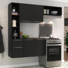 Armário de Cozinha Compacta com Balcão Sofia Multimóveis V2001, Preto