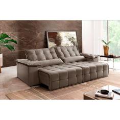 Sofá Retrátil E Reclinável Zeus 2,50m 04 Lugares Txr Bege