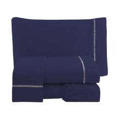 Jogo Lençol Casal Queen 3 Peças  Ponto Palito 100 Algodão - theovitex 