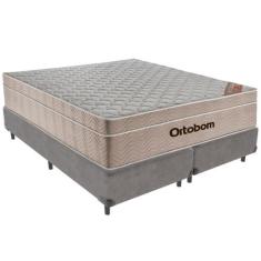 Cama Box Cinza E Colchão Airtech Molas Ensacadas Queen Ortobom