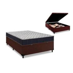 Cama Box Baú Casal Marrom + Colchão De Espuma D45 - Ortobom - Airtech 
