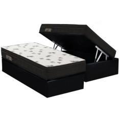 Cama Box Baú Solteiro: Colchão Espuma Ortobom D45 Light + Base CRC Cou