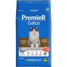 Ração Seca Premier Pet Ambientes Internos Salmão 6 Meses a 6 Anos para Gatos Castrados - 1,5 Kg